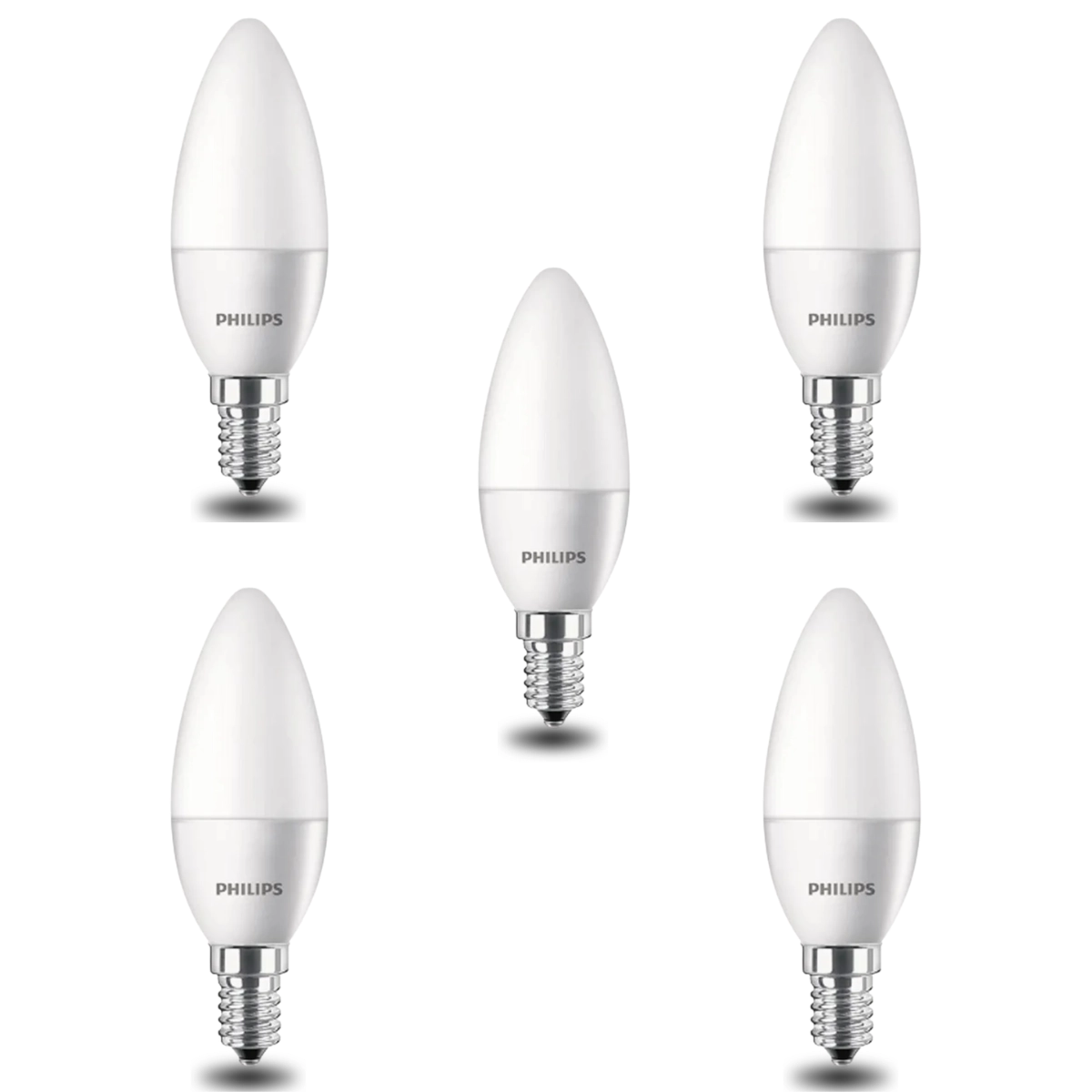 KIT 5 LAMPADAS DE LED BRANCA VELA PHILIPS 6500K 3,5W E14 ADAPTADOR E27
