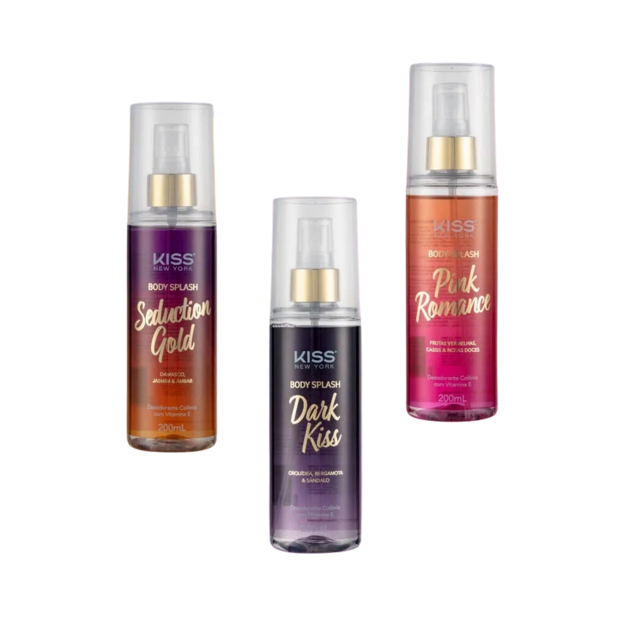 KIT BODY SPLASH KISS NEW YORK COM 3 UNIDADES 200ML