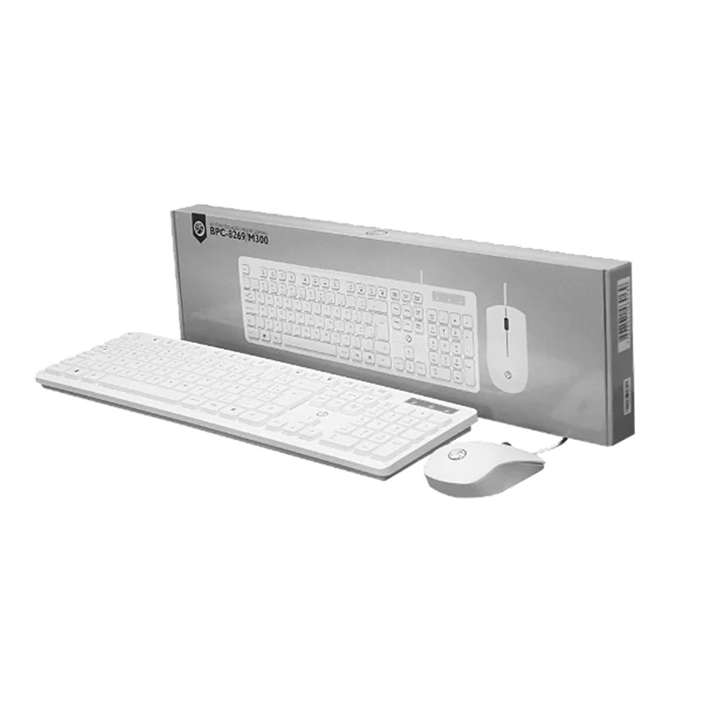 KIT C/ FIO TECLADO/MOUSE BRAZILPC BPC-8269/M300 USB BRANCO 