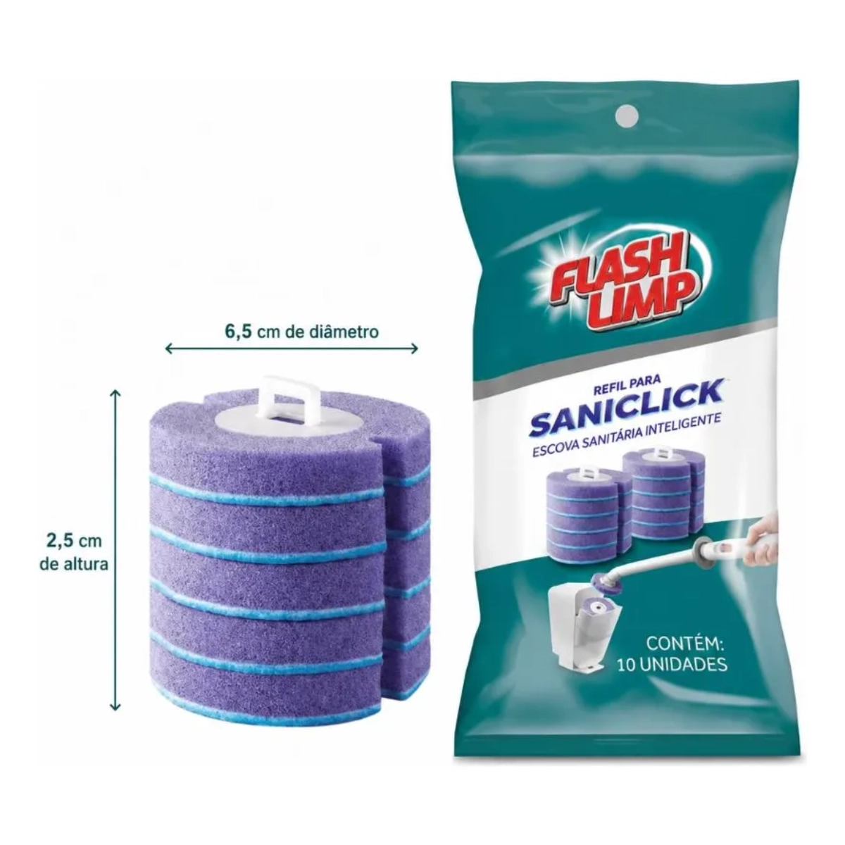 KIT COM 10 REFIS ESCOVA SANITARIA PARA PRIVADA SANICLICK FLASH LIMP