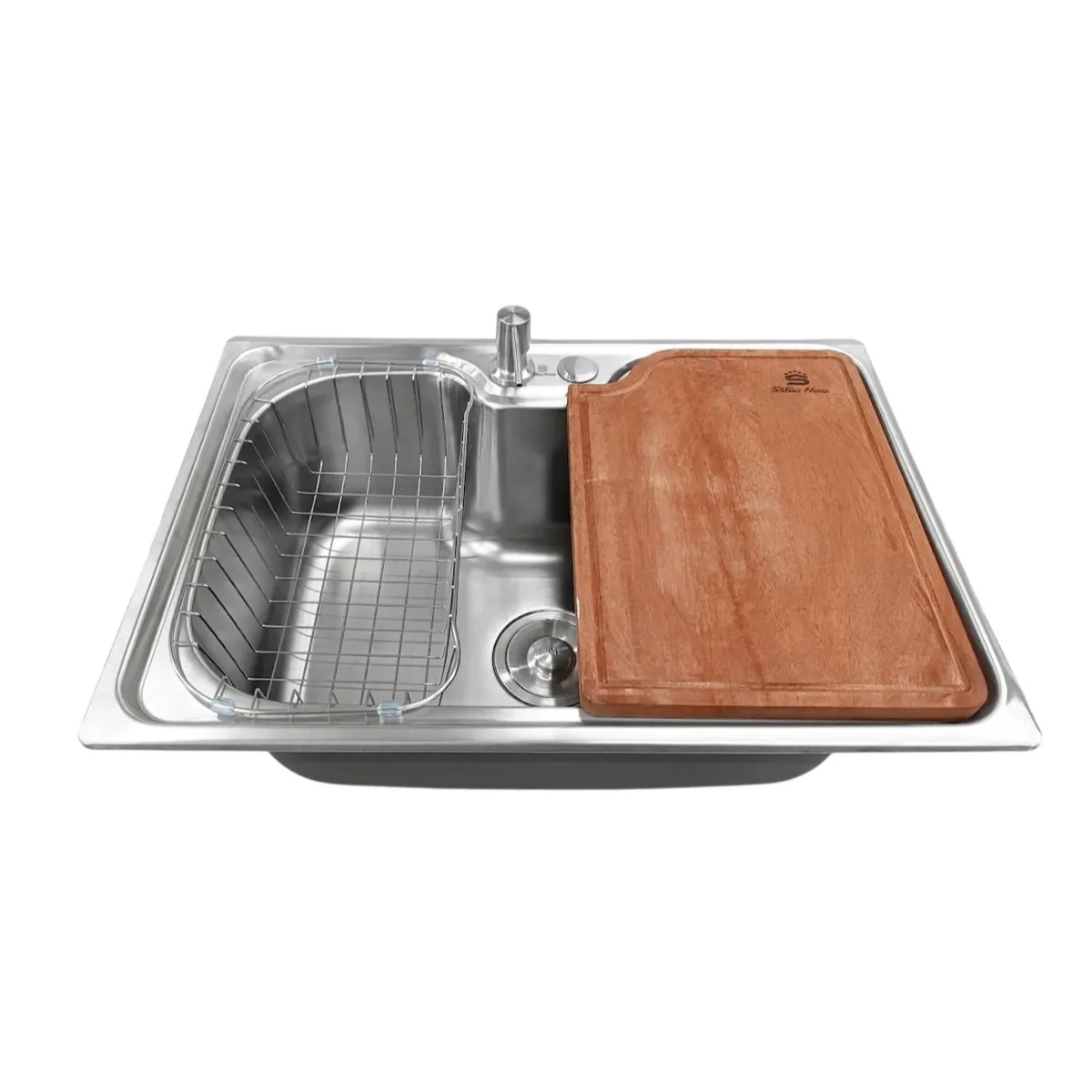 KIT CUBA GOURMET 60X42CM ACO INOX 304 COM ACESSORIOS E TABUA
