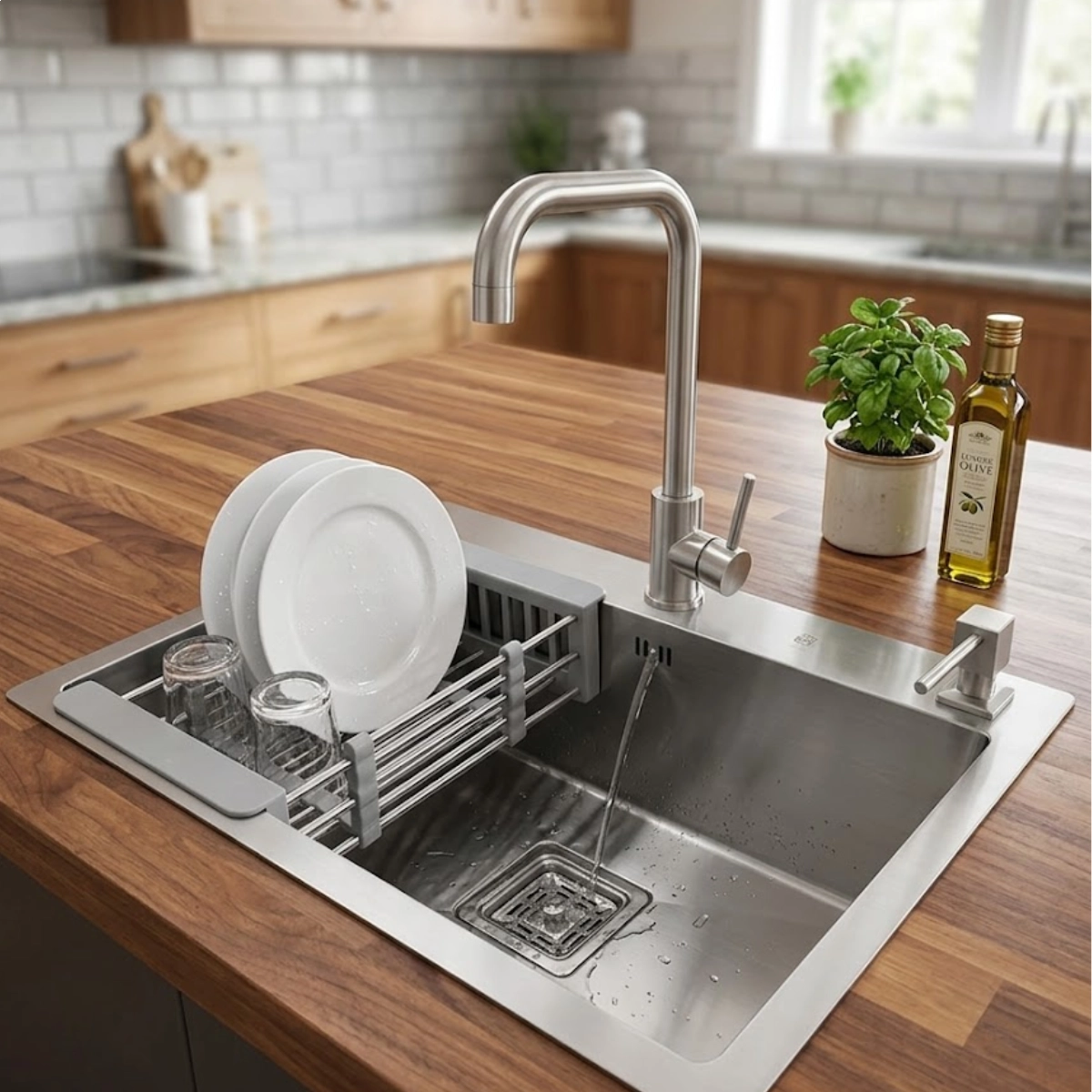 KIT CUBA QUADRADA GOURMET COM TORNEIRA E ACESSORIOS INOX 304 ESCOVADO KIT CUBA QUADRADA GOURMET COM TORNEIRA E ACESSORIOS INOX 304 ESCOVADO