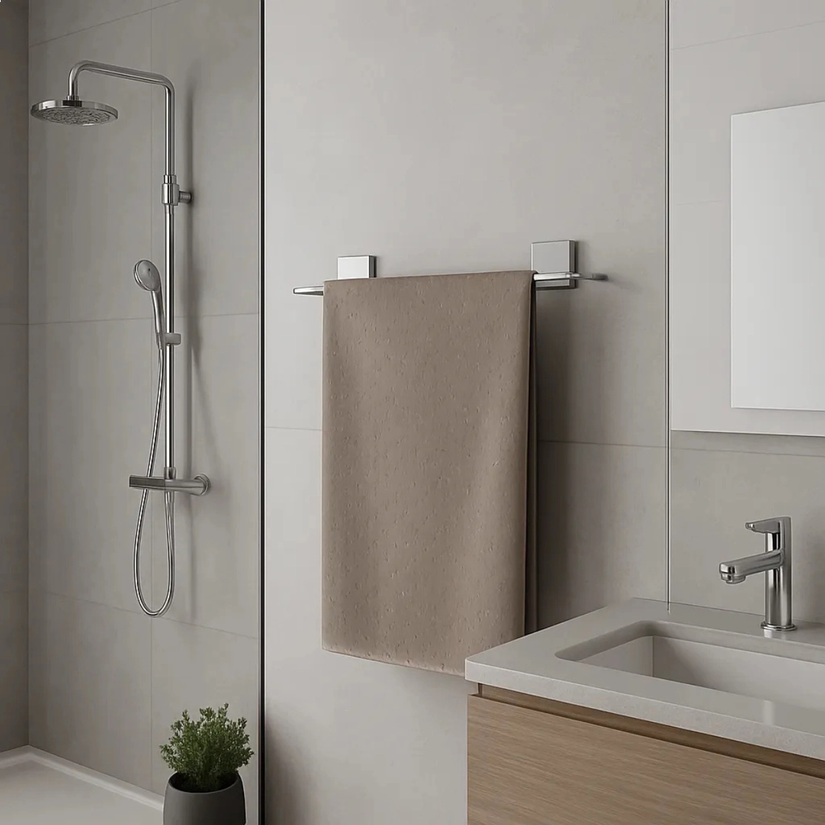 KIT DE ACESSÓRIOS PARA BANHEIRO FIXAÇÃO POR ADESIVO LINHA FIXARE CROMADO