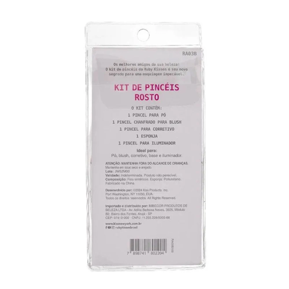 KIT DE PINCÉIS PARA ROSTO RUBY KISSES BRANCO RA03B