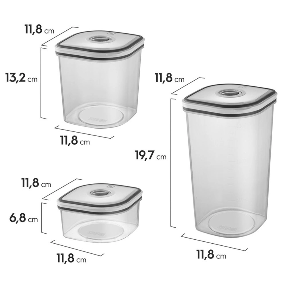 KIT DE POTES HERMÉTICOS ELECTROLUX DE PLÁSTICO CINZA COM 8 UNIDADES