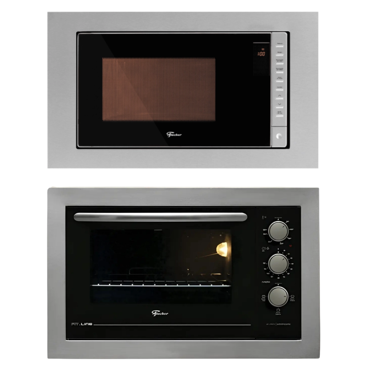 KIT FIT LINE FORNO ELETRICO 48L E MICRO ONDAS 25L DE EMBUTIR EM INOX 127V FISCHER