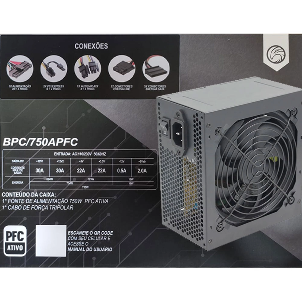 Kit Gabinete Gamer C3147 + Fonte 750w Pfca + Cooler com 3 Fans Rgb