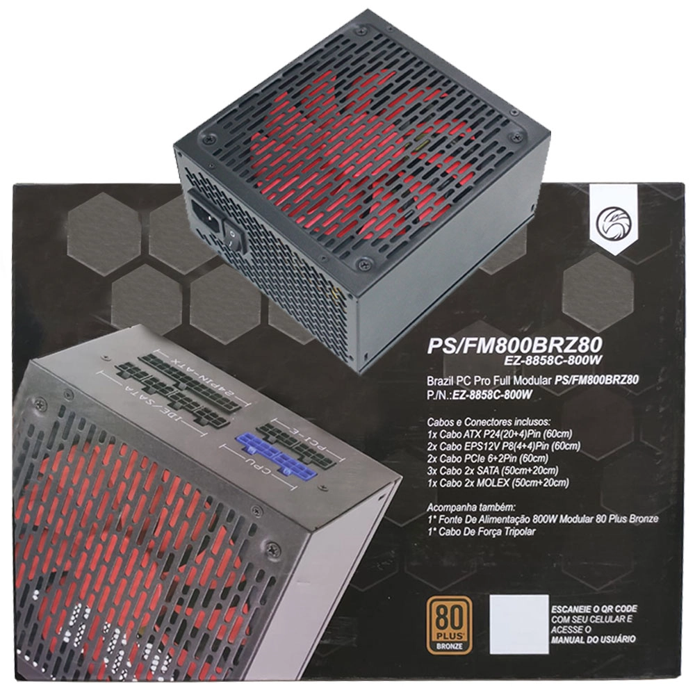 Kit Gabinete Gamer C3147 + Fonte 800w 80 Plus