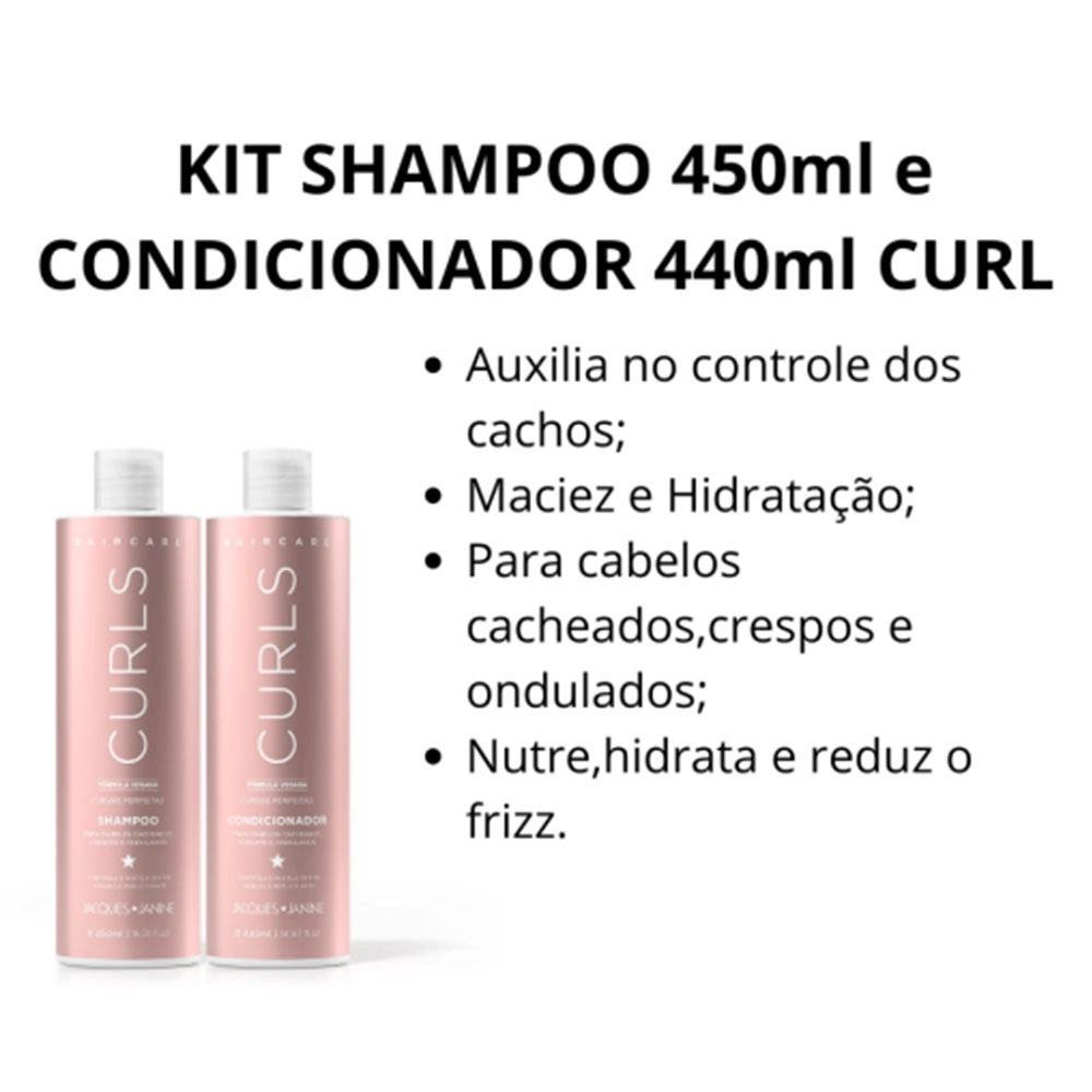 KIT HAIRCARE CURLS JACQUES JANINE SHAMPOO 450ML + CONDICIONADOR 440ML 