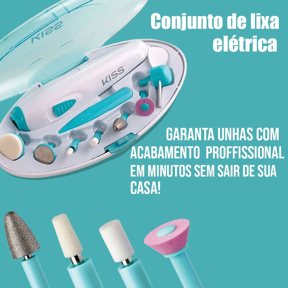 KIT KISS NEW YORK C/ CONJ LIXA ELETRICA + ALIC DE UNHA + CUTÍCULA + AMOLECEDOR E CREME DE LIMÃO