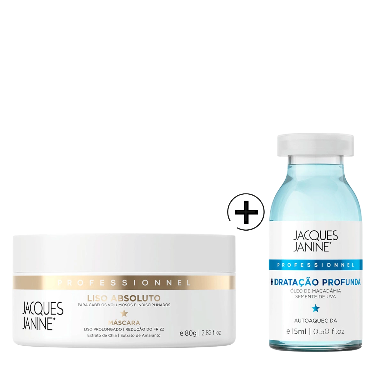 KIT MASCARA CAPILAR PLUS AMPOLA 15ML LISO ABSOLUTO JACQUES JANINE
