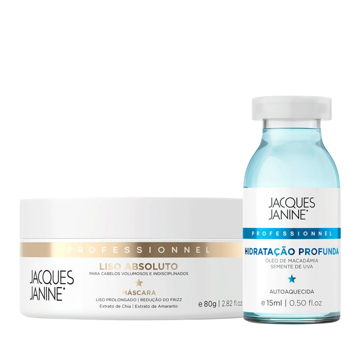 KIT MASCARA CAPILAR PLUS AMPOLA 15ML LISO ABSOLUTO JACQUES JANINE