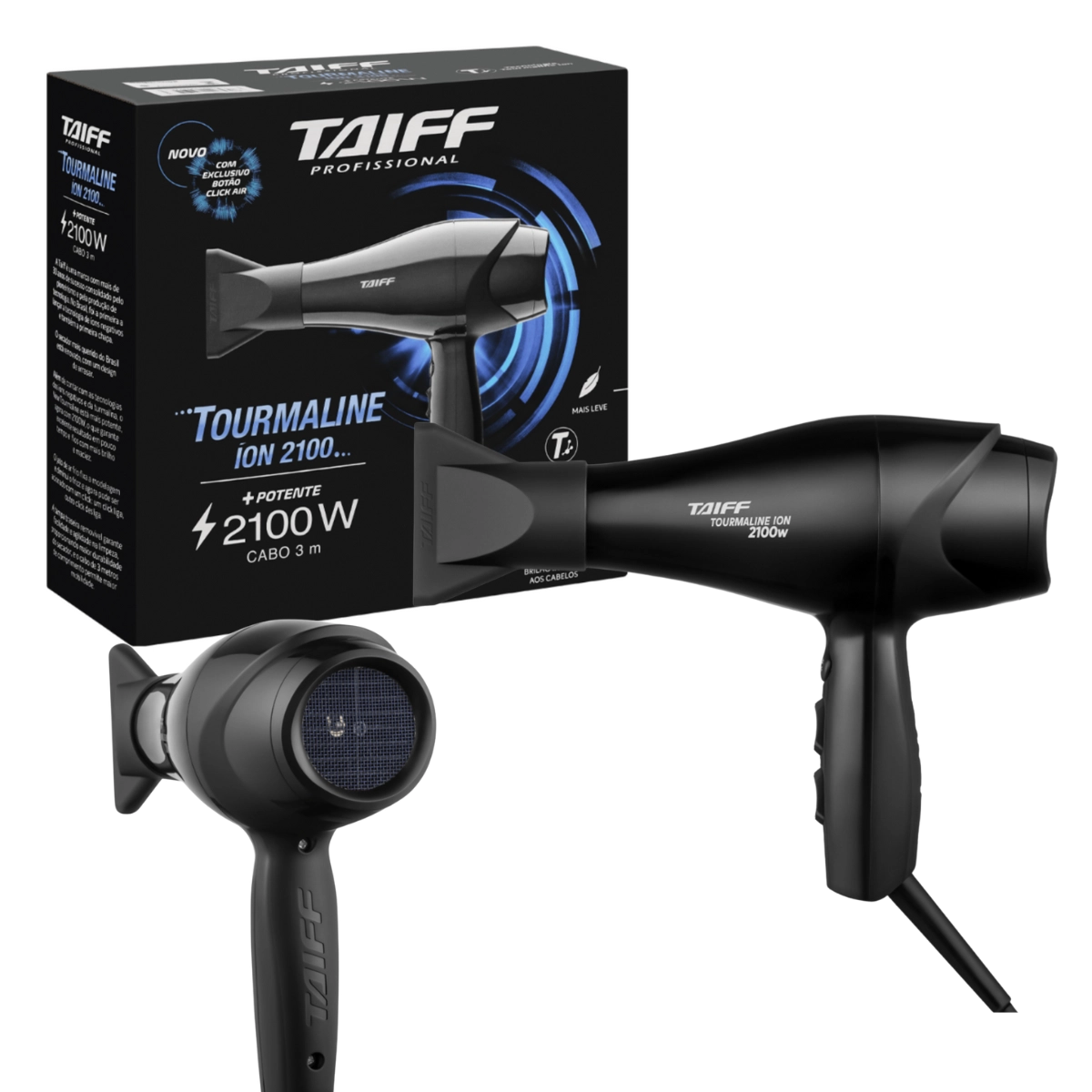 KIT TAIFF MODELADOR DE CABELOS PROFISSIONAL CURVES E SECADOR TOURMALINE