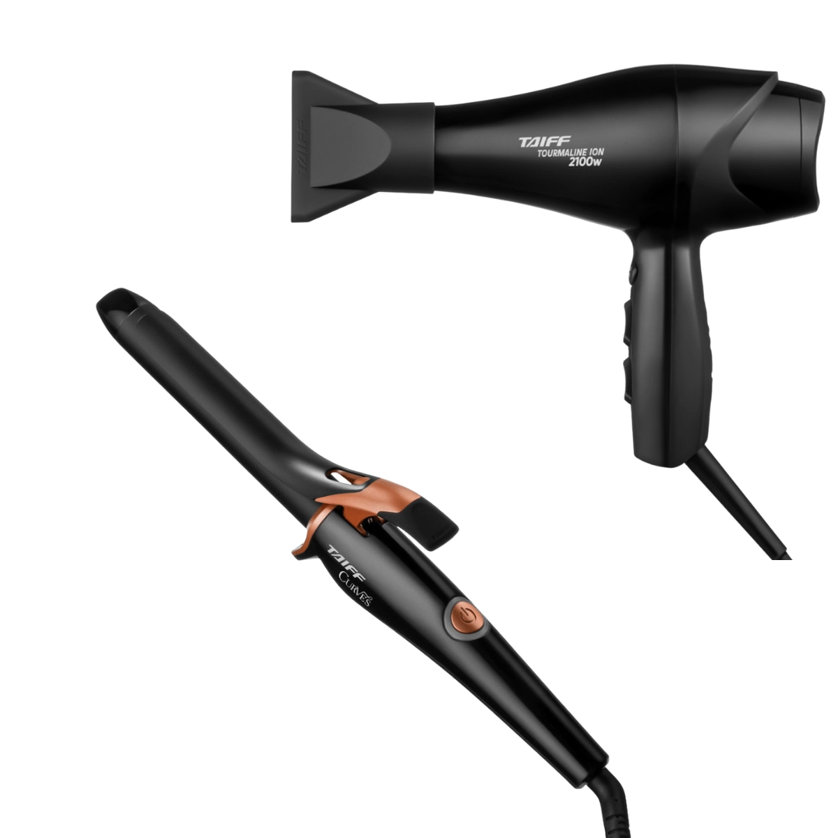 KIT TAIFF MODELADOR DE CABELOS PROFISSIONAL CURVES E SECADOR TOURMALINE