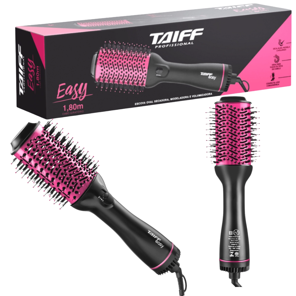 KIT TAIFF SECADOR TOURMALINE E ESCOVA EASY