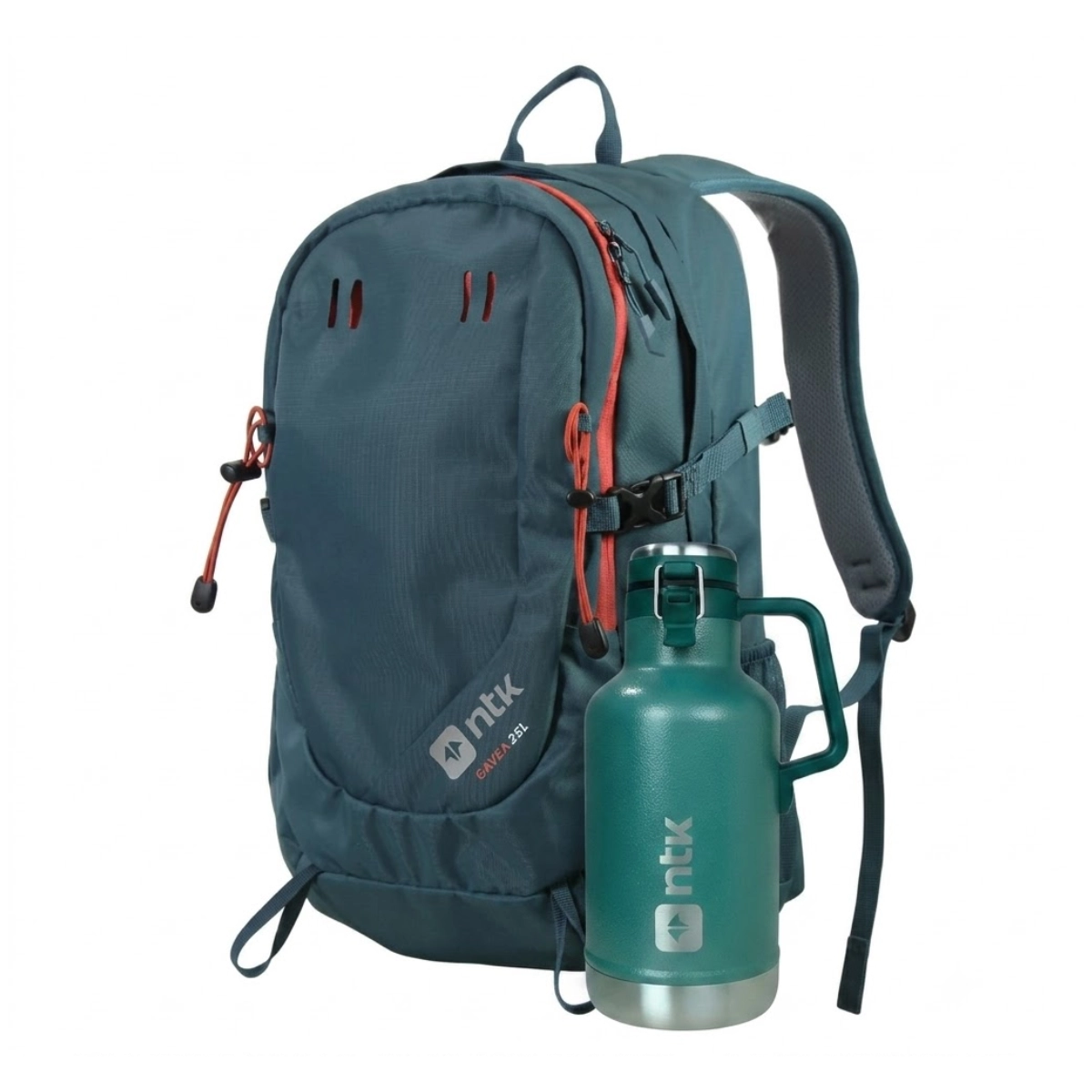KIT TRILHA SEGURA MOCHILA GAVEA 25L E GARRAFA TÉRMICA GROWLER 1,9L VERDE