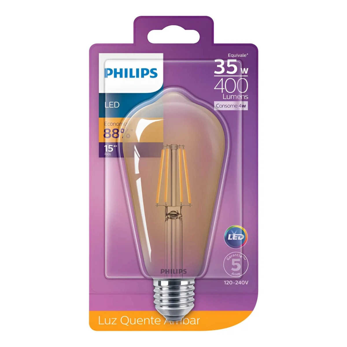 LÂMPADA DE LED PHILIPS FILAMENTO ST64 4W 2500K BIVOLT
