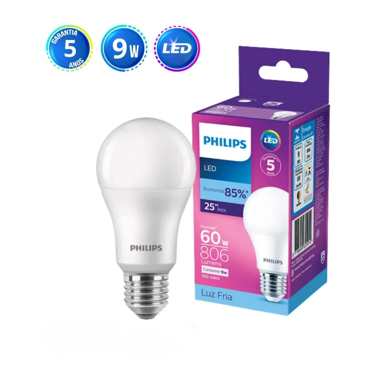 LÃMPADA LED BULBO A60 9W 6500K 806LM BIVOLT LÃMPADA LED BULBO A60 9W 6500K 806LM BIVOLT