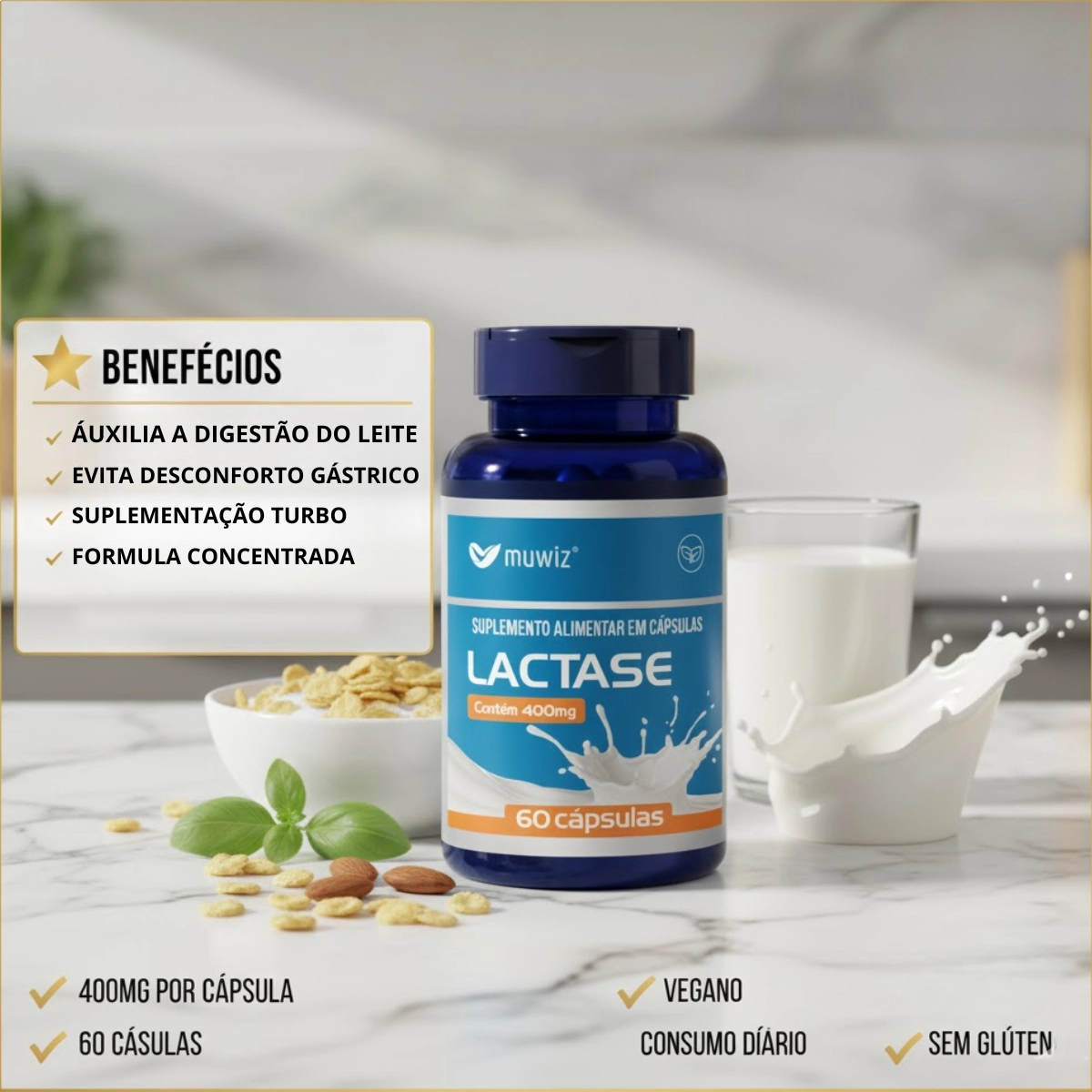 LACTASE ENZINMA EM CÁSPSULAS MUWIZ 400MG LACTASE ENZINMA EM CÁSPSULAS MUWIZ 400MG
