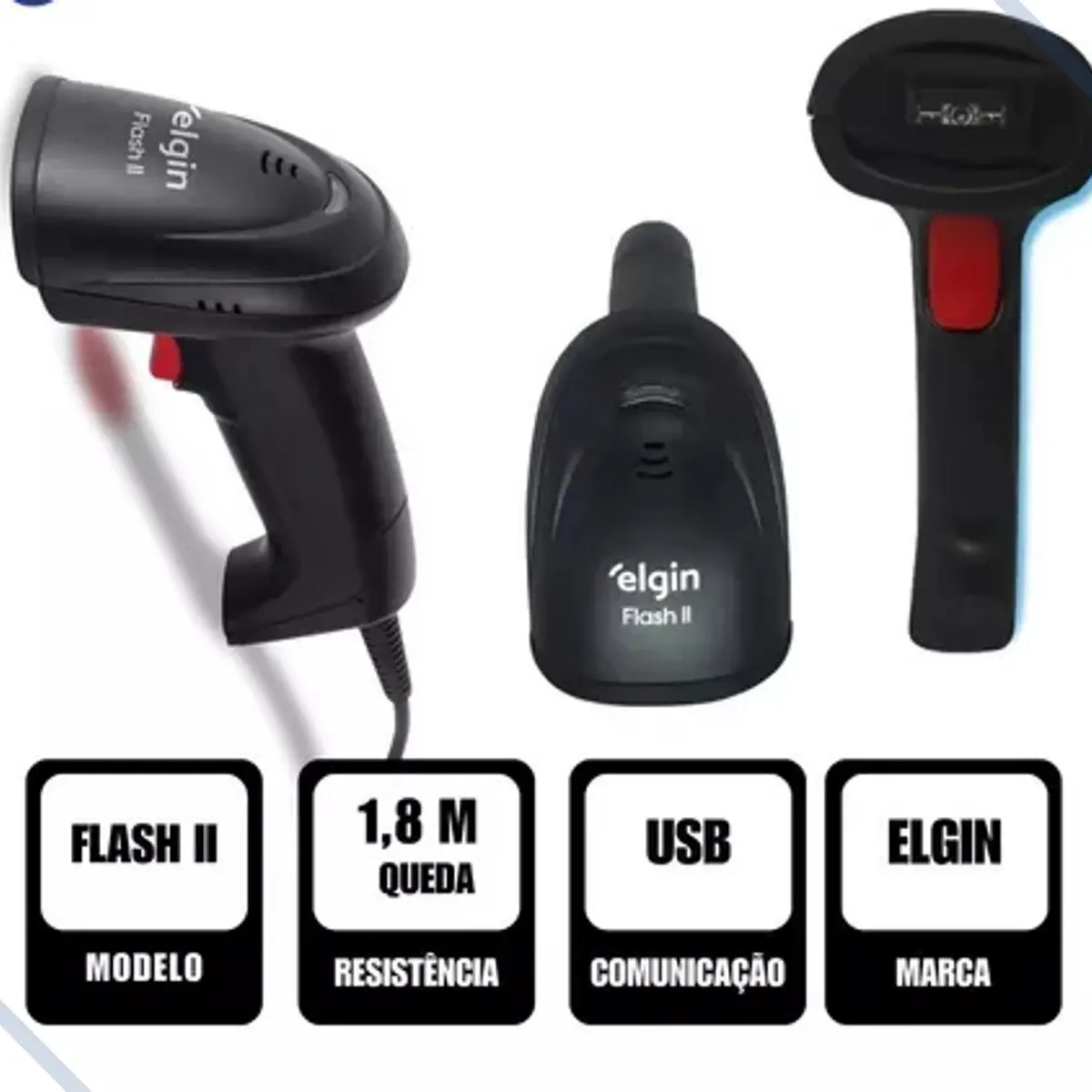 Leitor Codigo de Barras com Cabo Elgin Flash Ii Preto Usb