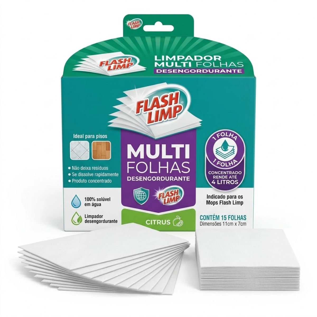 LIMPADOR PERFUMADO MULTIFOLHAS DISSOLVE NA ÁGUA CITRUS FLASH LIMP