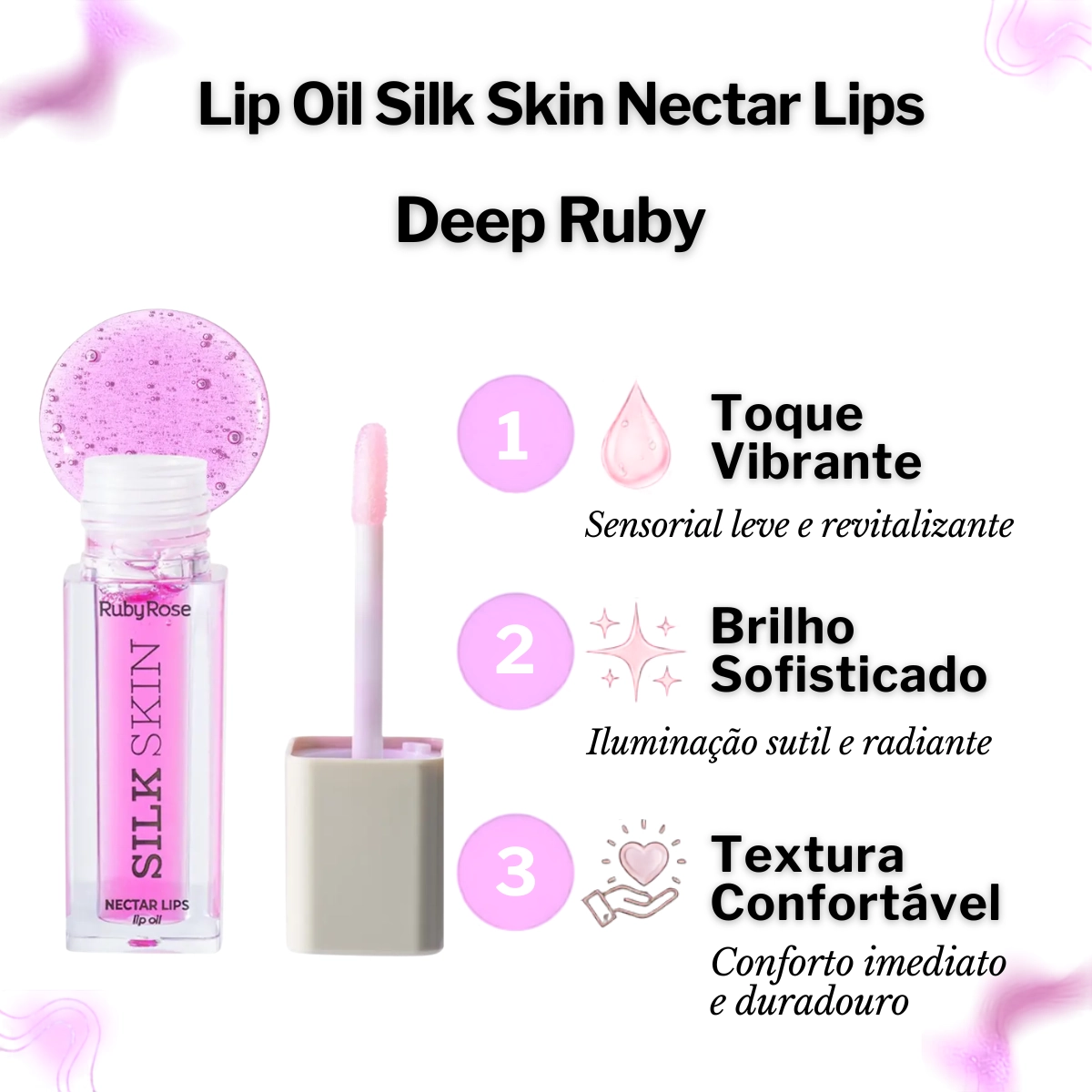 LIP OIL GLOSS BRILHO LABIAL RUBY ROSE NECTAR LIPS PINK PULSE