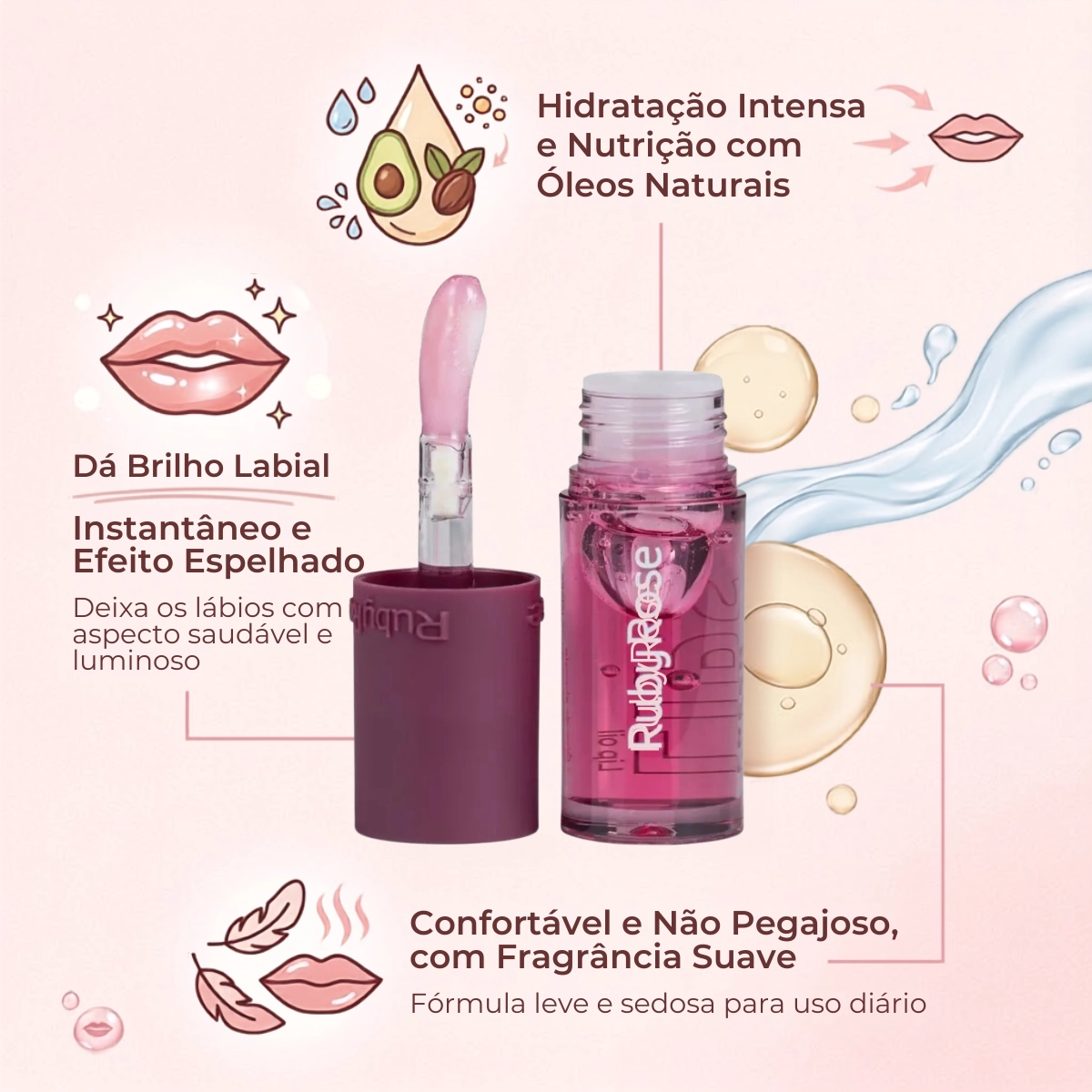 LIP OIL RUBY ROSE FRESH LIPS GL08 HIDRATANTE LABIAL