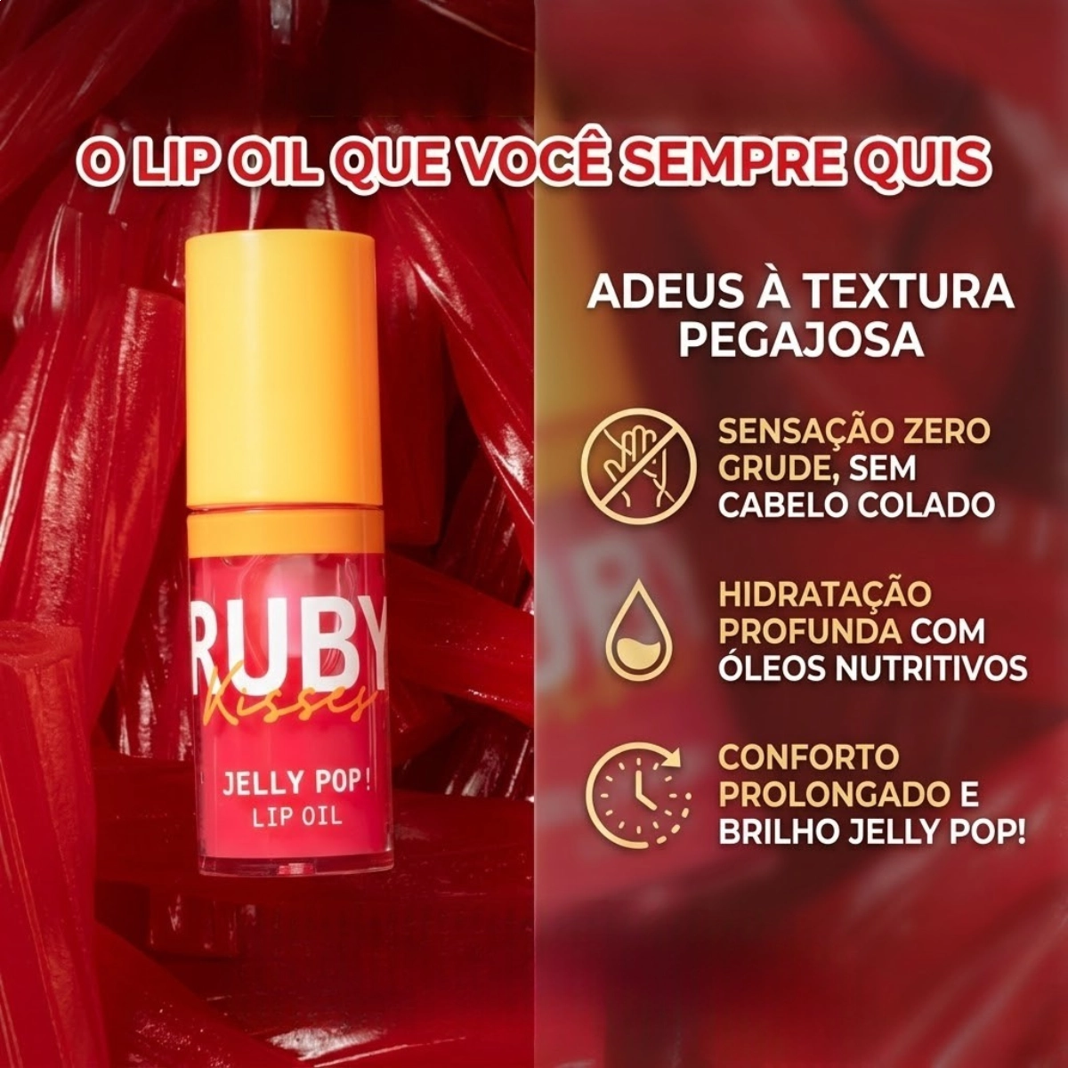LIP OLEO LABIAL JELLY POP CANDY HIDRATAÇÃO INTENSA E BRILHO MAXIMO KNY
