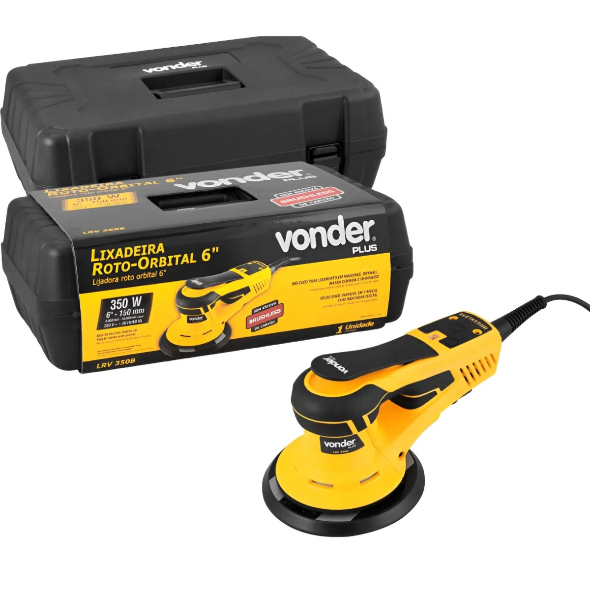 LIXADEIRA ROTO ORBITAL 6'' LRV350B VONDER 220V MOTOR POTENTE DE 350W AMARELO LIXADEIRA ROTO ORBITAL 6'' LRV350B VONDER 220V MOTOR POTENTE DE 350W AMARELO