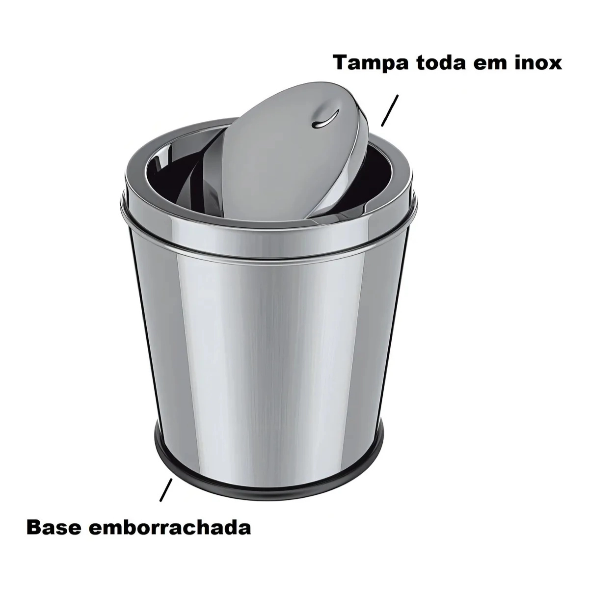 LIXEIRA DE INOX 18CM COM TAMPA BASCULANTE 3 LITROS EURO HOME LIXEIRA DE INOX 18CM COM TAMPA BASCULANTE 3 LITROS EURO HOME