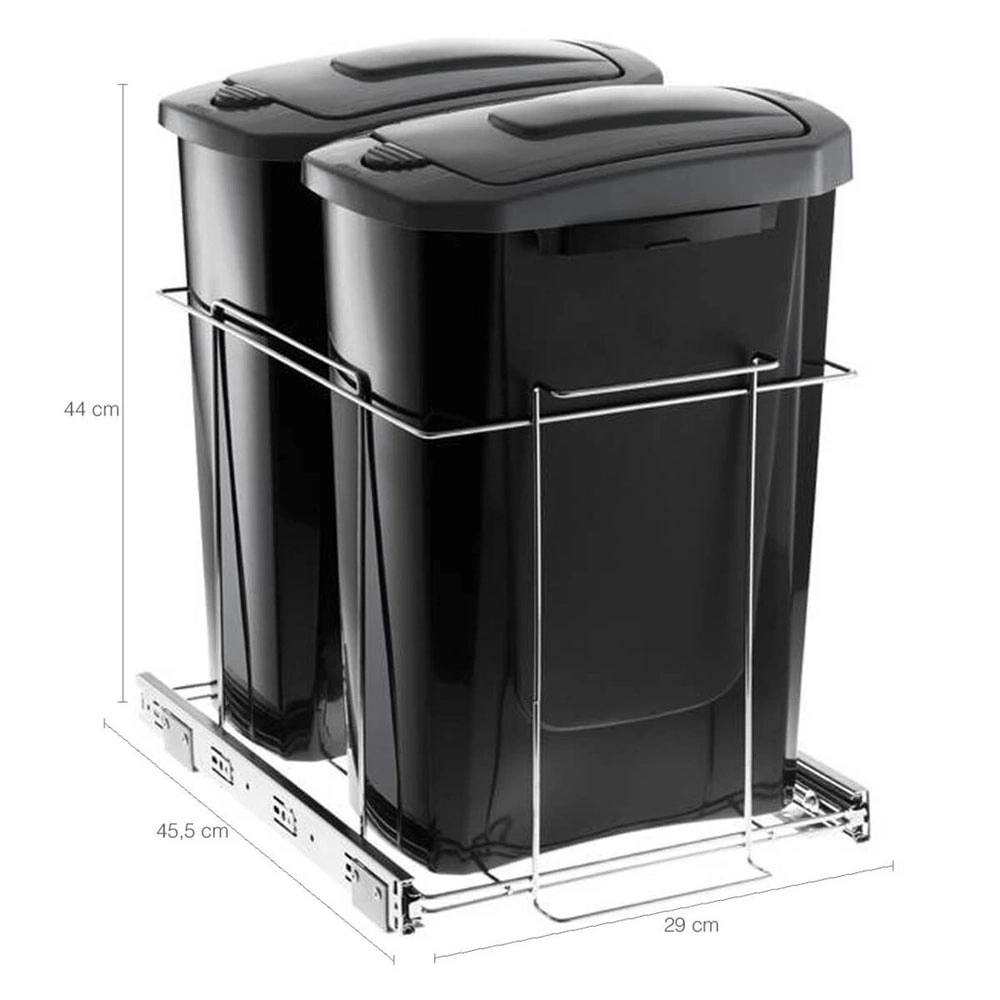 Lixeira Dupla Deslizante com Tampa Click Schmitt 15 Litros Preto Lixeira Dupla Deslizante com Tampa Click Schmitt 15 Litros Preto