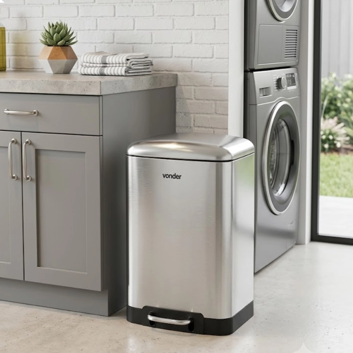 LIXEIRA RETANGULAR 12 LITROS INOX CINZA VONDER LIXEIRA RETANGULAR 12 LITROS INOX CINZA VONDER