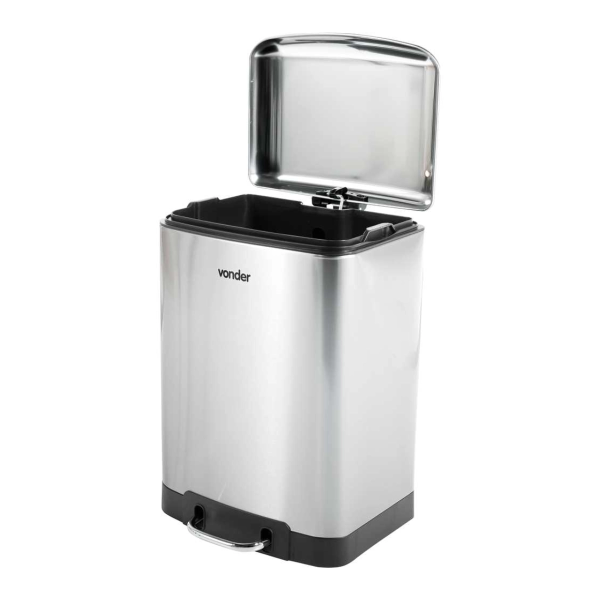 LIXEIRA RETANGULAR 12 LITROS INOX CINZA VONDER LIXEIRA RETANGULAR 12 LITROS INOX CINZA VONDER