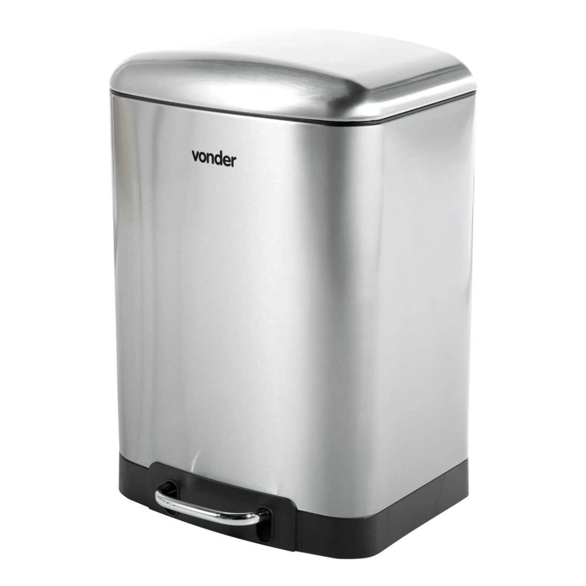LIXEIRA RETANGULAR 12 LITROS INOX CINZA VONDER