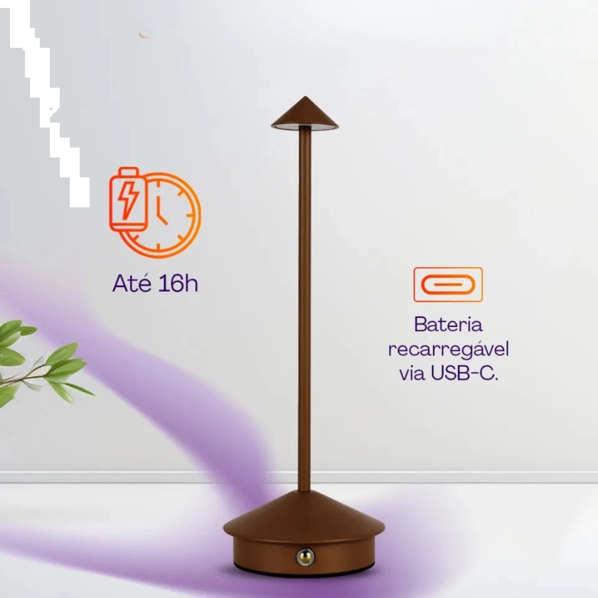 LUMINÁRIA FLARE PORTÁTIL COM BATERIA RECARREGÁVEL MARROM LUMINÁRIA FLARE PORTÁTIL COM BATERIA RECARREGÁVEL MARROM