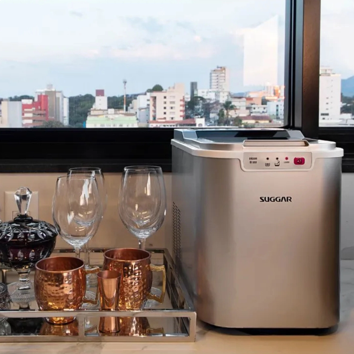 MÁQUINA DE GELO 127V 15KG POR DIA SUGGAR PRATA SUGGAR ICE MAKER