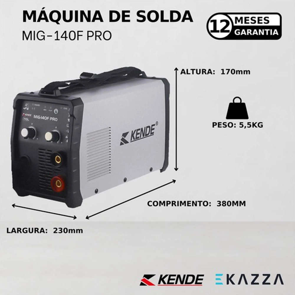 Máquina de Solda Inversora Mig/mma Mig-140f-pro Kende 220v Máquina de Solda Inversora Mig/mma Mig-140f-pro Kende 220v