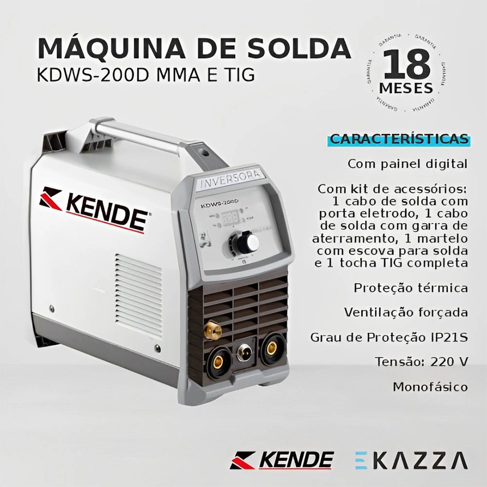 Máquina de Solda Inversora Mma Kdws-200 Kende 220v