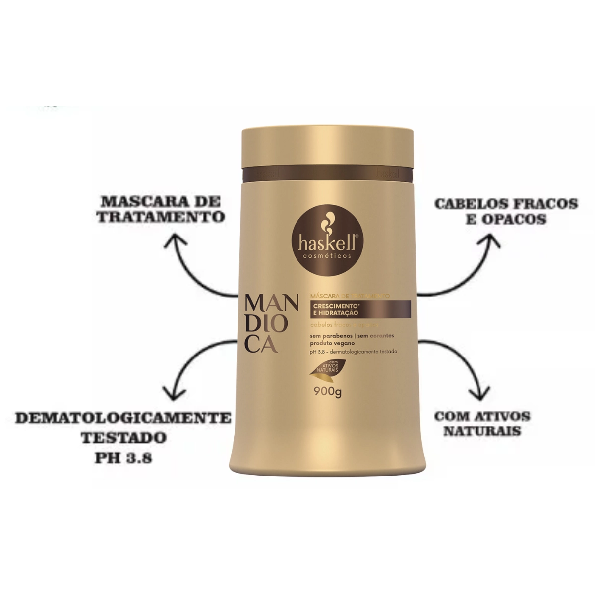 MÁSCARA DE TRATAMENTO CAPILAR MANDIOCA 900G - HASKELL