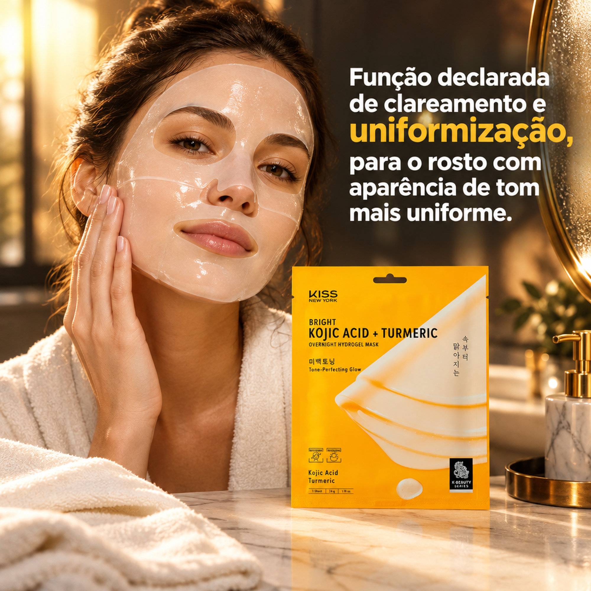 MÁSCARA FACIAL HIDROGEL KISS ÁCIDO KOJICO E AÇAFRÃO MÁSCARA FACIAL HIDROGEL KISS ÁCIDO KOJICO E AÇAFRÃO