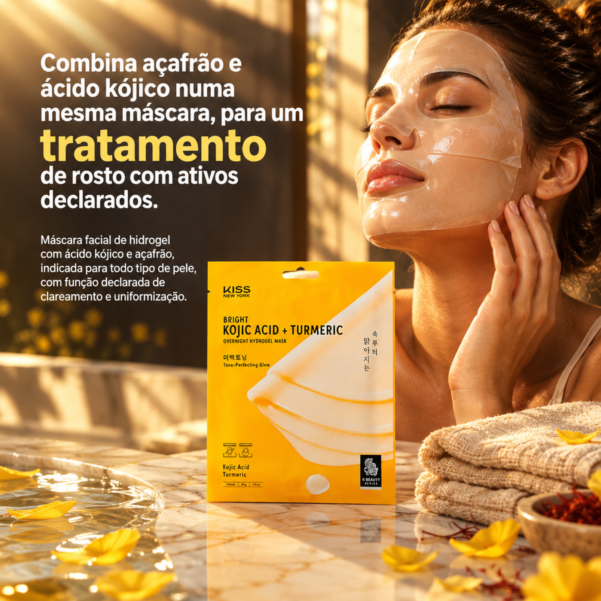 MÁSCARA FACIAL HIDROGEL KISS ÁCIDO KOJICO E AÇAFRÃO MÁSCARA FACIAL HIDROGEL KISS ÁCIDO KOJICO E AÇAFRÃO