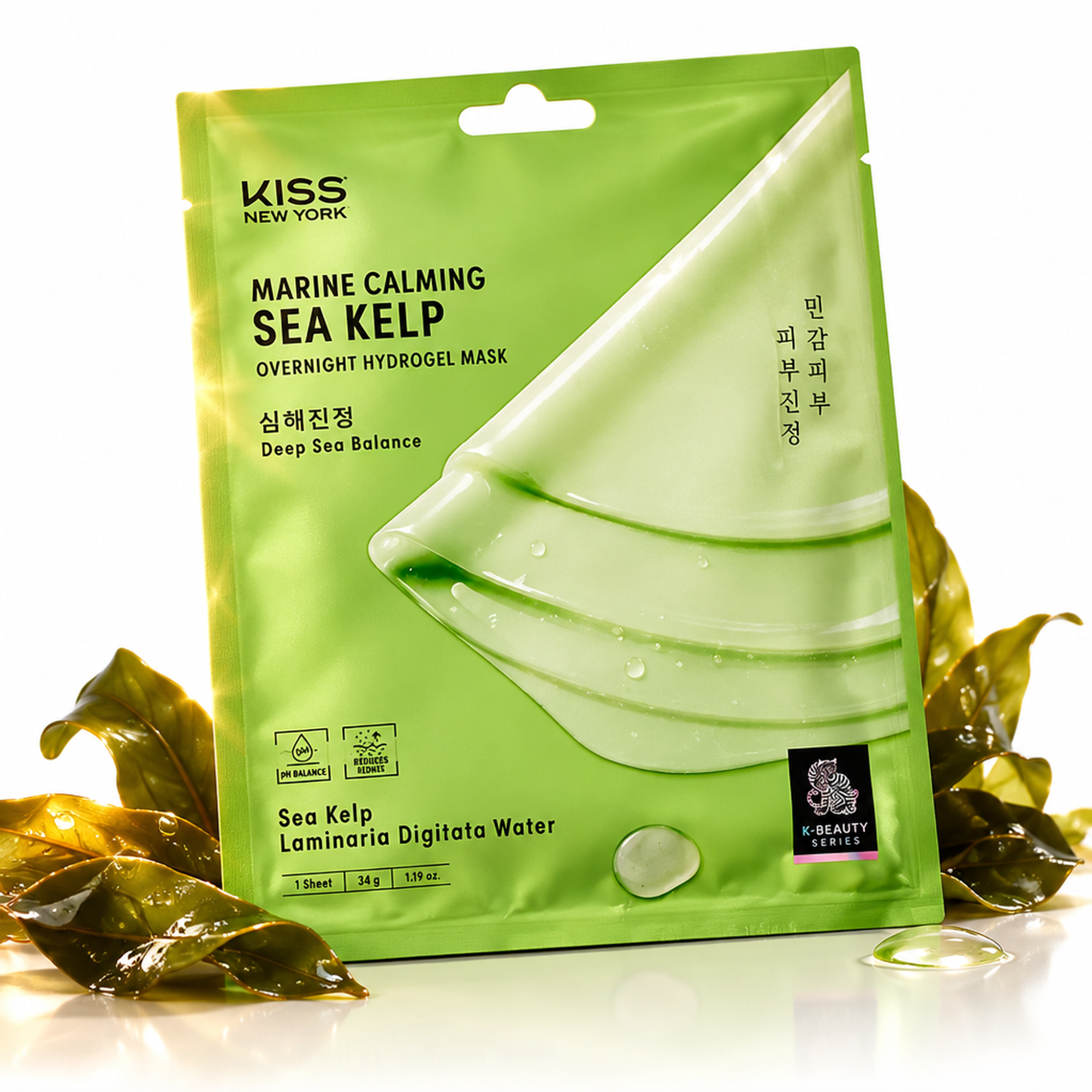 MÁSCARA FACIAL HIDROGEL KISS EXTRATOS MARINHOS 34G