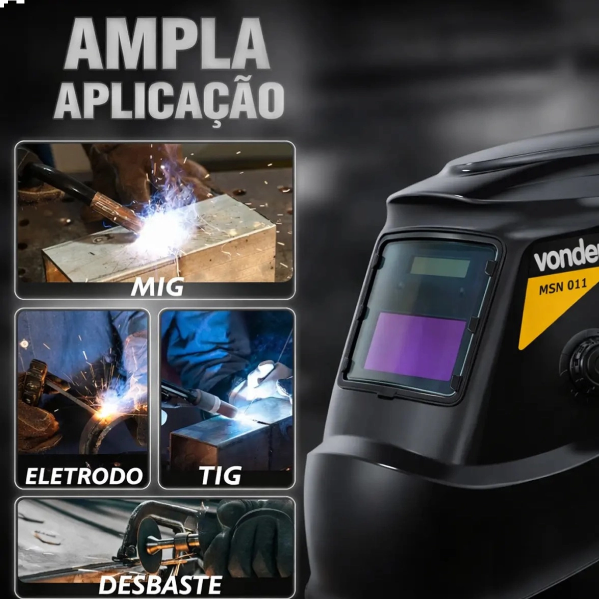 MÁSCARA PARA SOLDA ESCURECIMENTO AUTOMÁTICO VONDER MSN011 PRETA LISA MÁSCARA PARA SOLDA ESCURECIMENTO AUTOMÁTICO VONDER MSN011 PRETA LISA
