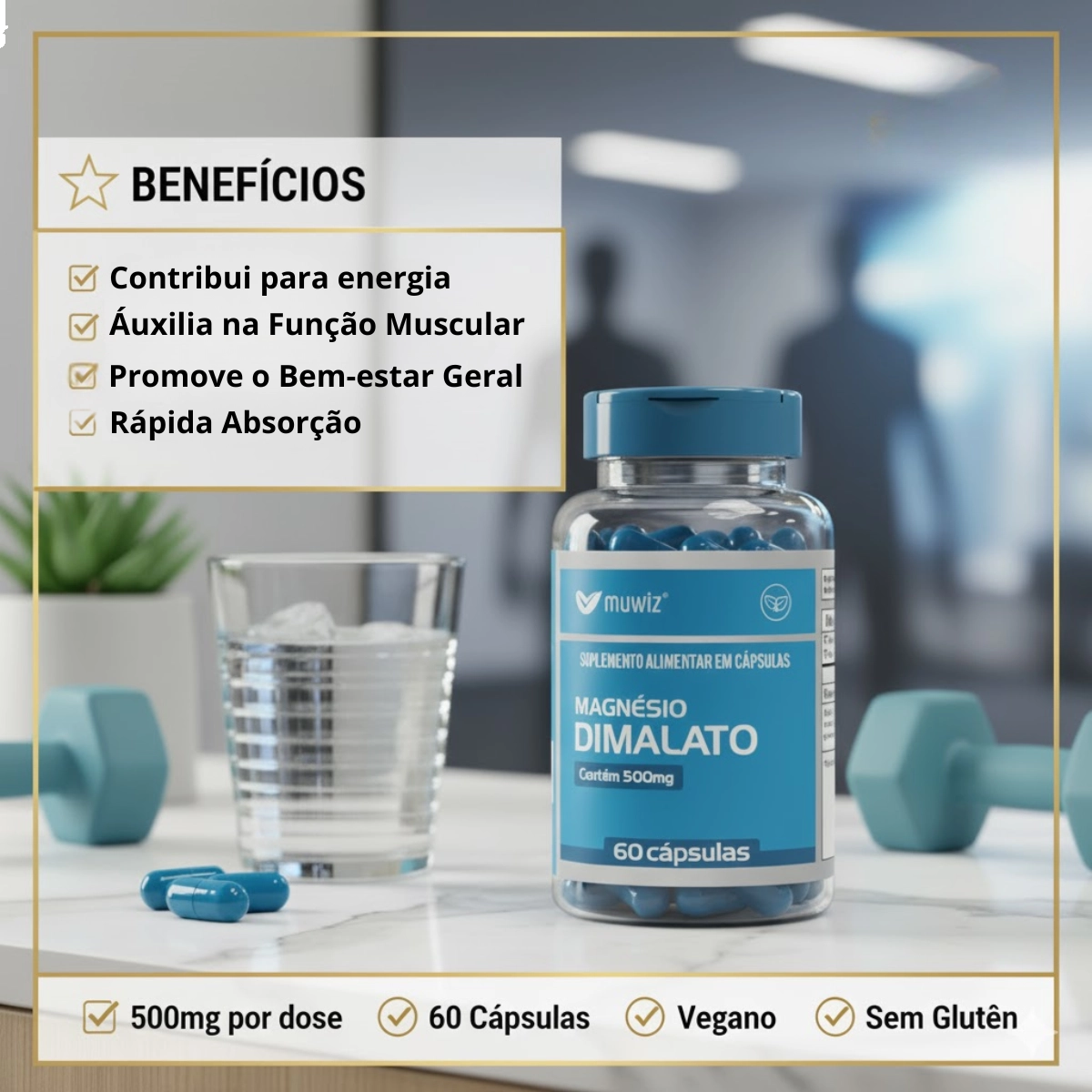 MAGNÉSIO DIMALATO SEM GLUTEN COM 60 CÁPSULAS MUWIZ MAGNÉSIO DIMALATO SEM GLUTEN COM 60 CÁPSULAS MUWIZ