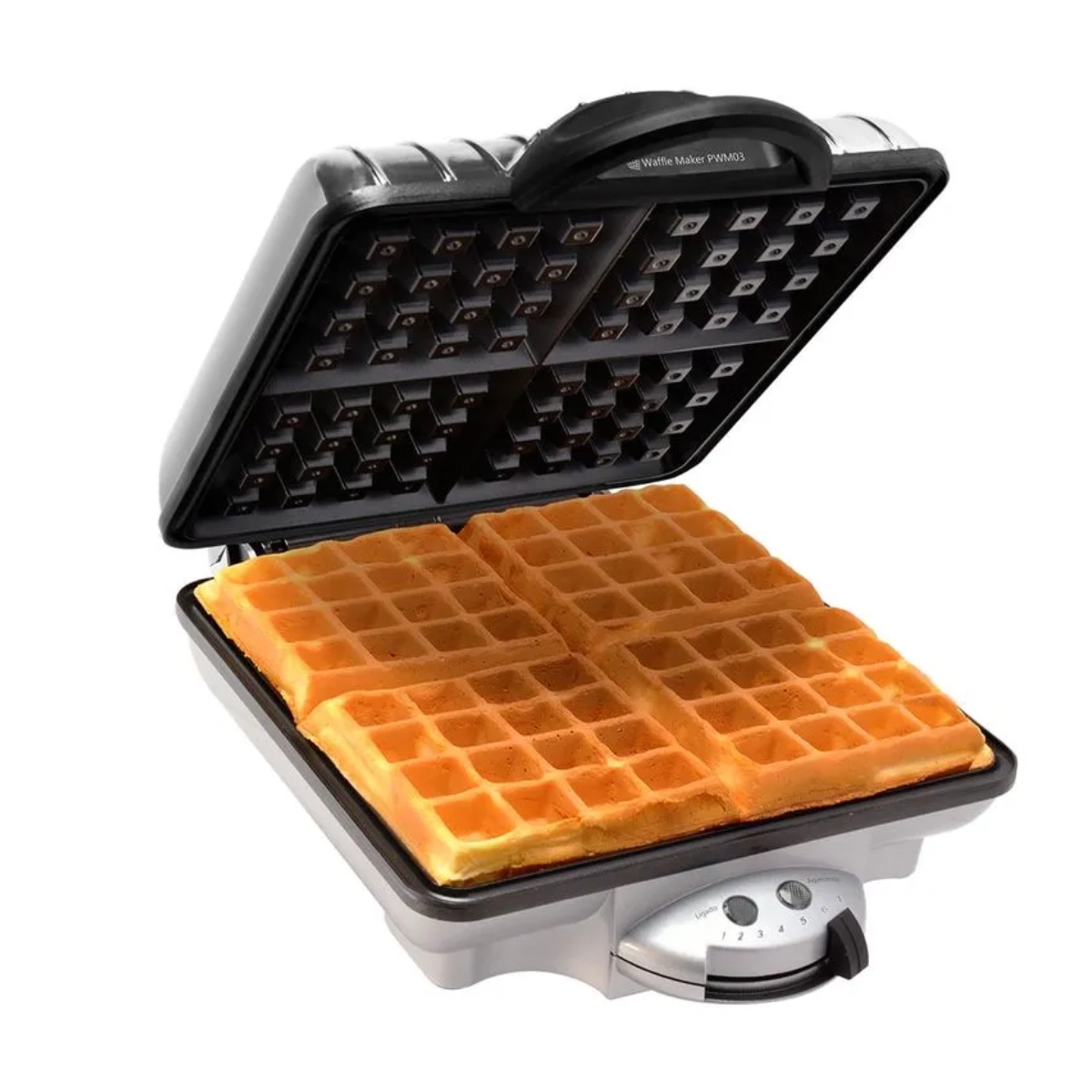 MAQUINA DE WAFFLE ANTIADERENTE PRATA 127V 1200W 4 WAFFLES