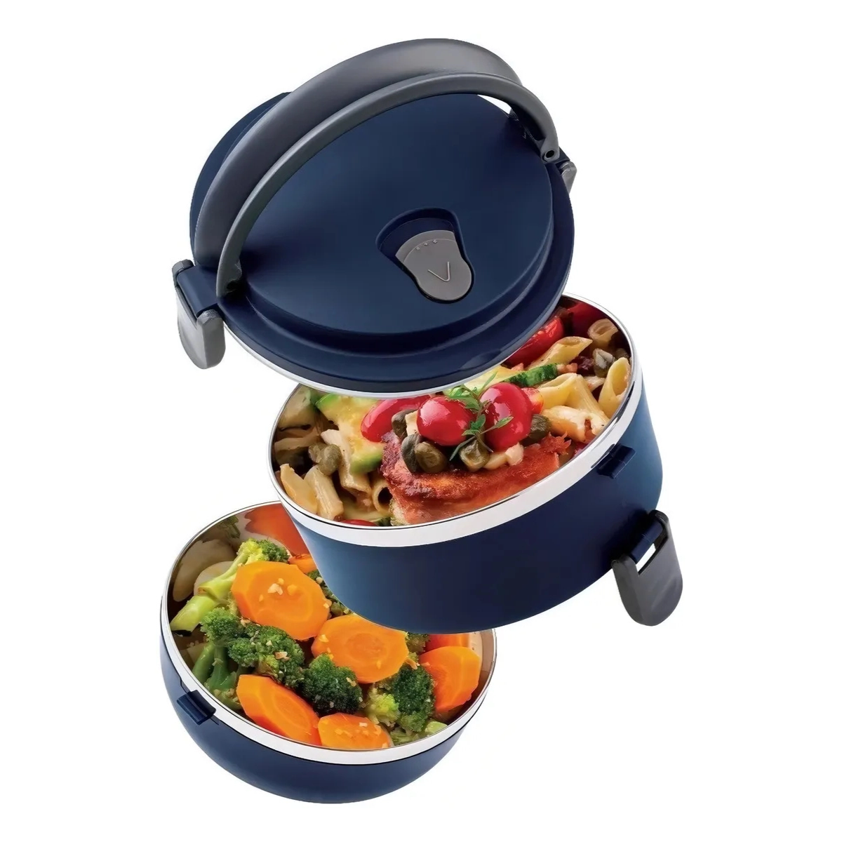 MARMITA DUPLA INOX 1,4L COM ALÇA EURO HOME LB1234 AZUL