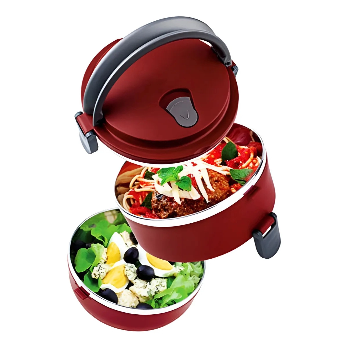 MARMITA DUPLA INOX 1,4L COM ALÇA EURO HOME VERMELHO