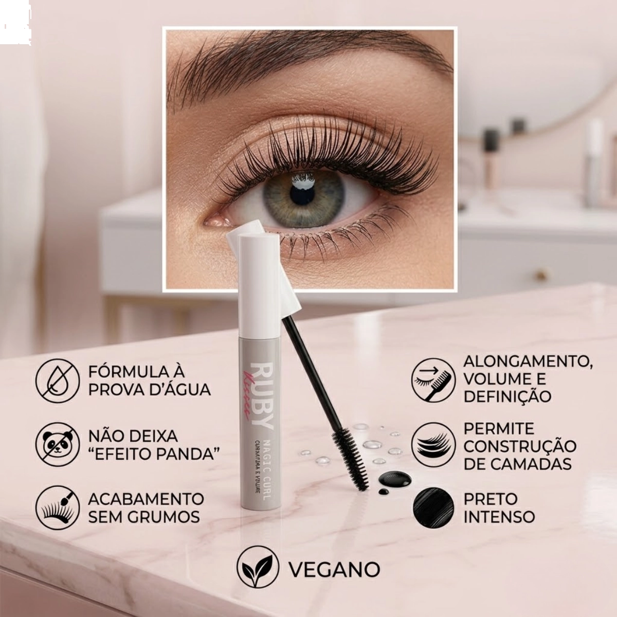 MASCARA DE CILIOS MAGIC CURL PRETA COM CURVATURA MASTER KNY MASCARA DE CILIOS MAGIC CURL PRETA COM CURVATURA MASTER KNY