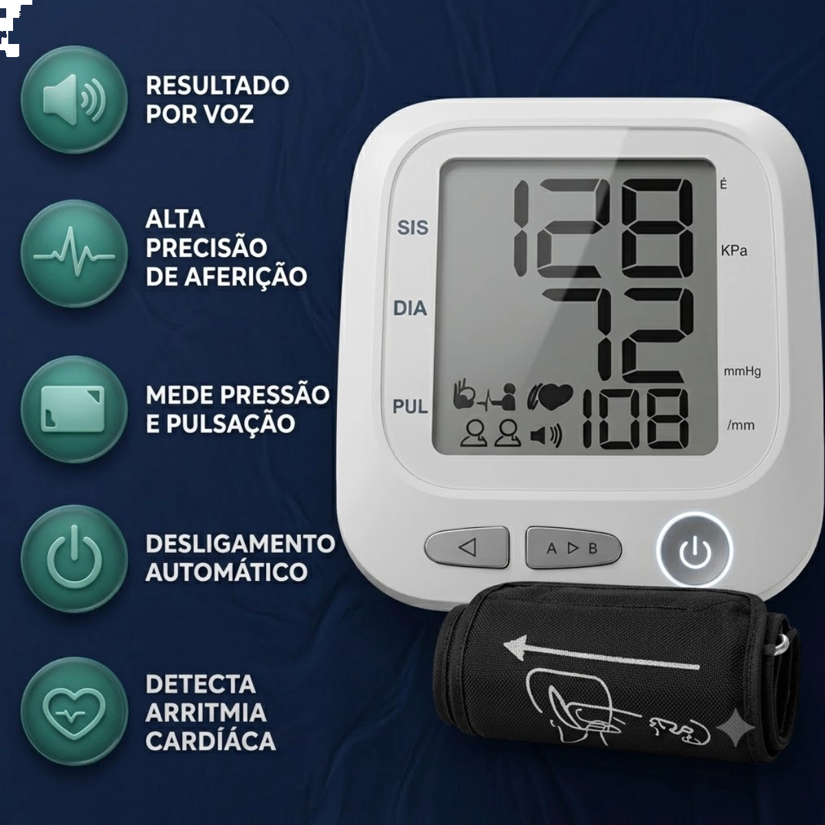 MEDIDOR DE PRESSAO DIGITAL BRACO DELLAMED COM VOZ AUTOMATICO