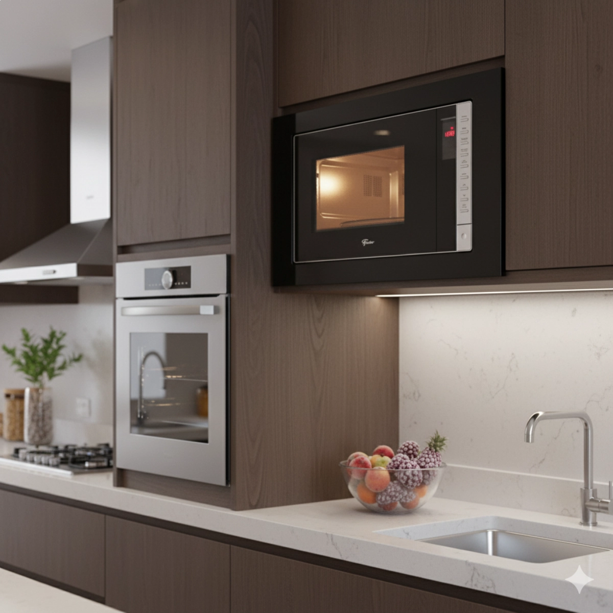 MICRO-ONDAS DE EMBUTIR FISCHER FIT LINE 25 LITROS COM FUNÇÃO DESCONGELAR